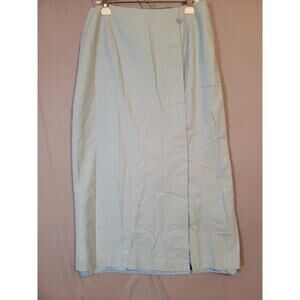 Tribeca Studio Linen Blend Skirt Womens Sz 14 Petite Sky Blue Lined